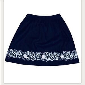 Style & Co Embroidered Floral Skirt Lined Size 6 Petite 100% Linen